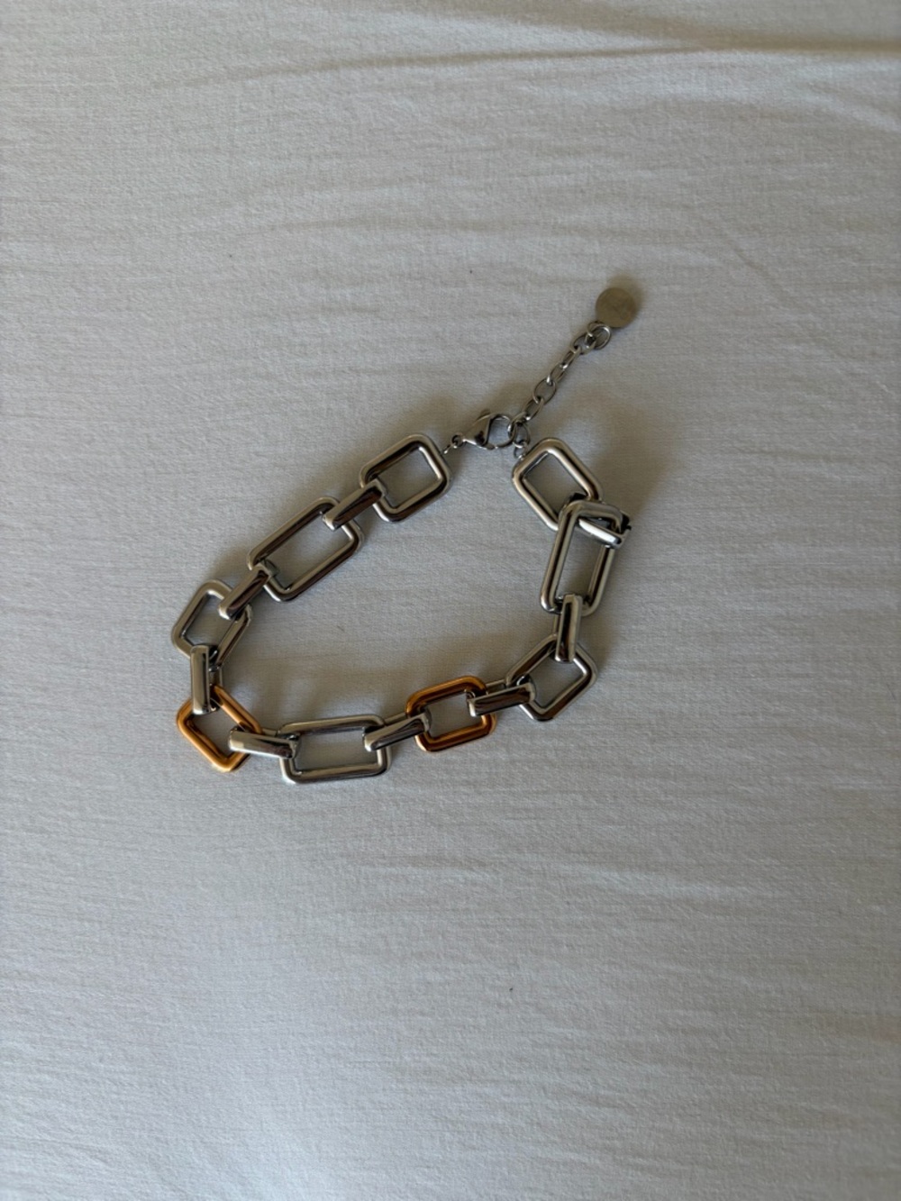 Two-Tone Silver colour and Rose Gold colour Link Bracelet - Women Jewelry